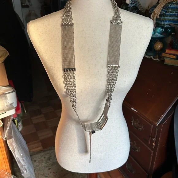 Vintage Silver Metal Mesh Chain Belt - Picture 2 of 4